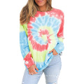 Hot style cross-border women's wear 2021 spring and autumn new tie-dye print hooded long-sleeve T-shirt hoodie